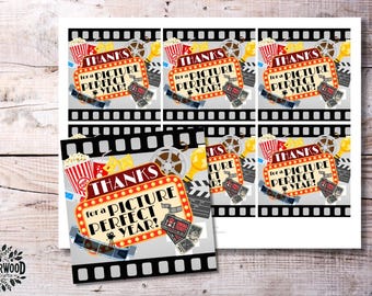 Etiquetas de regalo imprimibles "Gracias por un año perfecto" / Etiquetas de agradecimiento para profesores y personal con temática cinematográfica Descarga instantánea en formato PDF Imprimir en casa