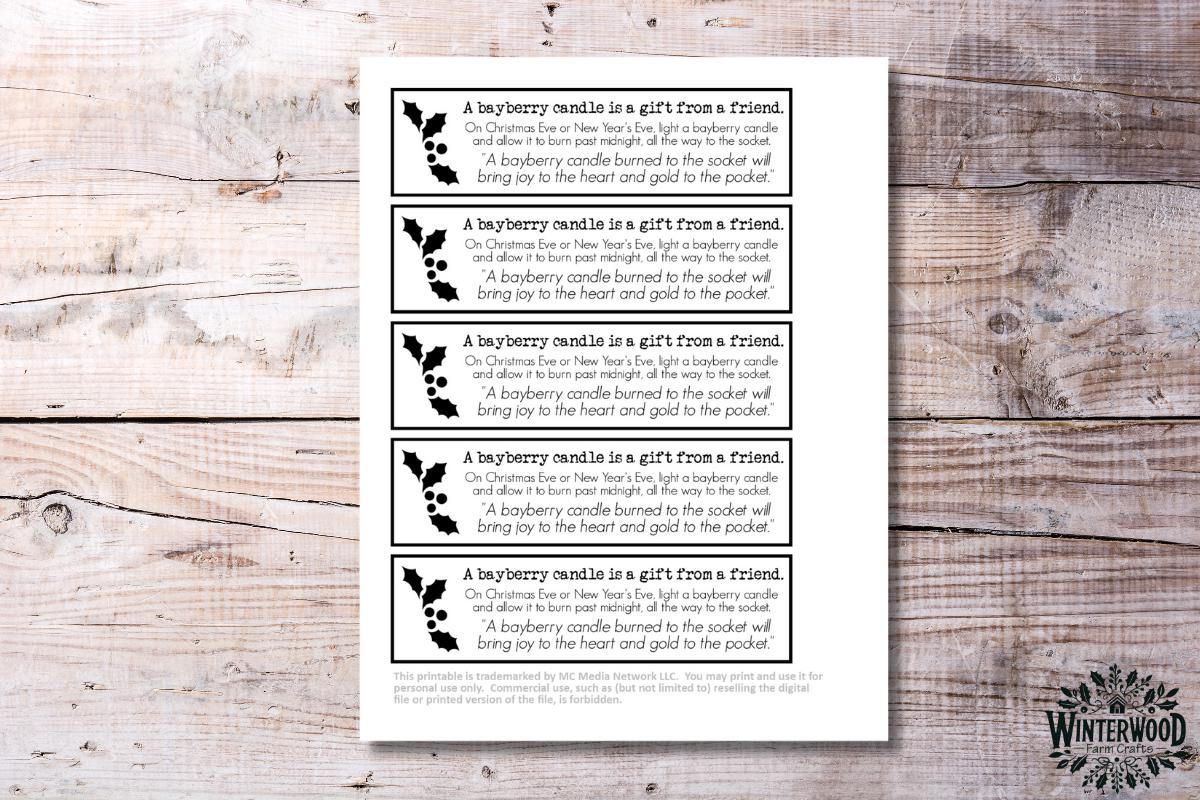 printable bayberry candle poem saying | christmas tradition | new