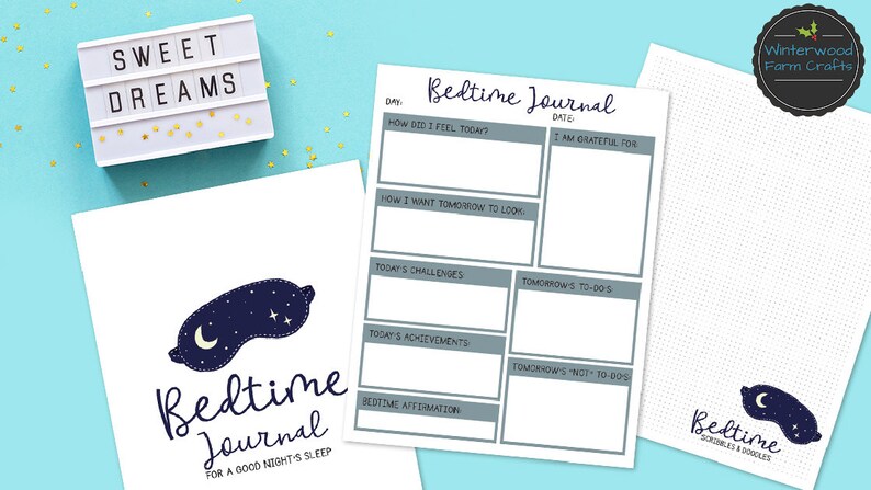 Druckbare BEDTIME JOURNAL Pack | Schlaf Journal Seite | Doodle-Seite | Drucken Sie Ihre eigenen | Sofort Download Bild 3