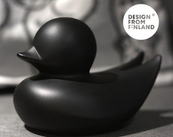 Black Rubber Duck, Spatanic, Minimalist monochromatic design duck, Design from Finland