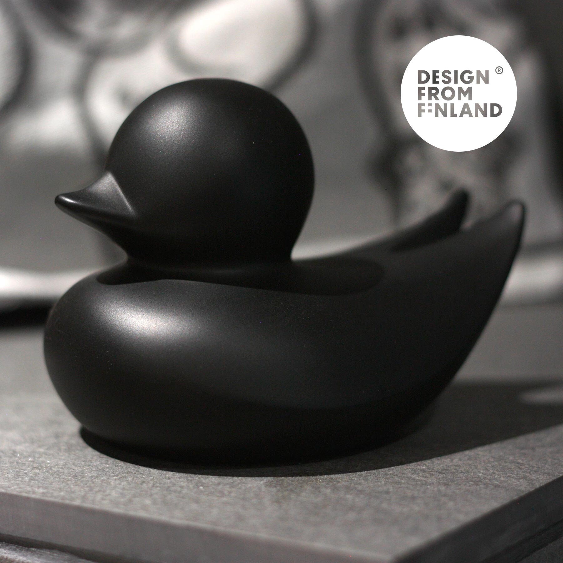 Black Rubber Duck, Spatanic, Minimalist Monochromatic Design