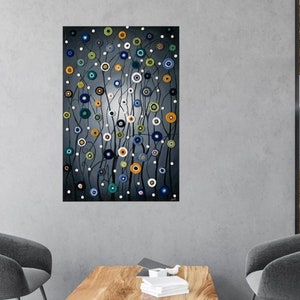 Abstract Circle Art, Gray Modern Art, Mixed Media canvas, Colorful Wall Decor.
