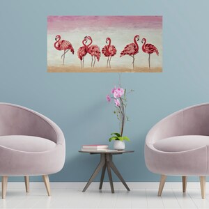 Flamingo art Tropical Flamingo Crochet wall art Beach art Girls room decor