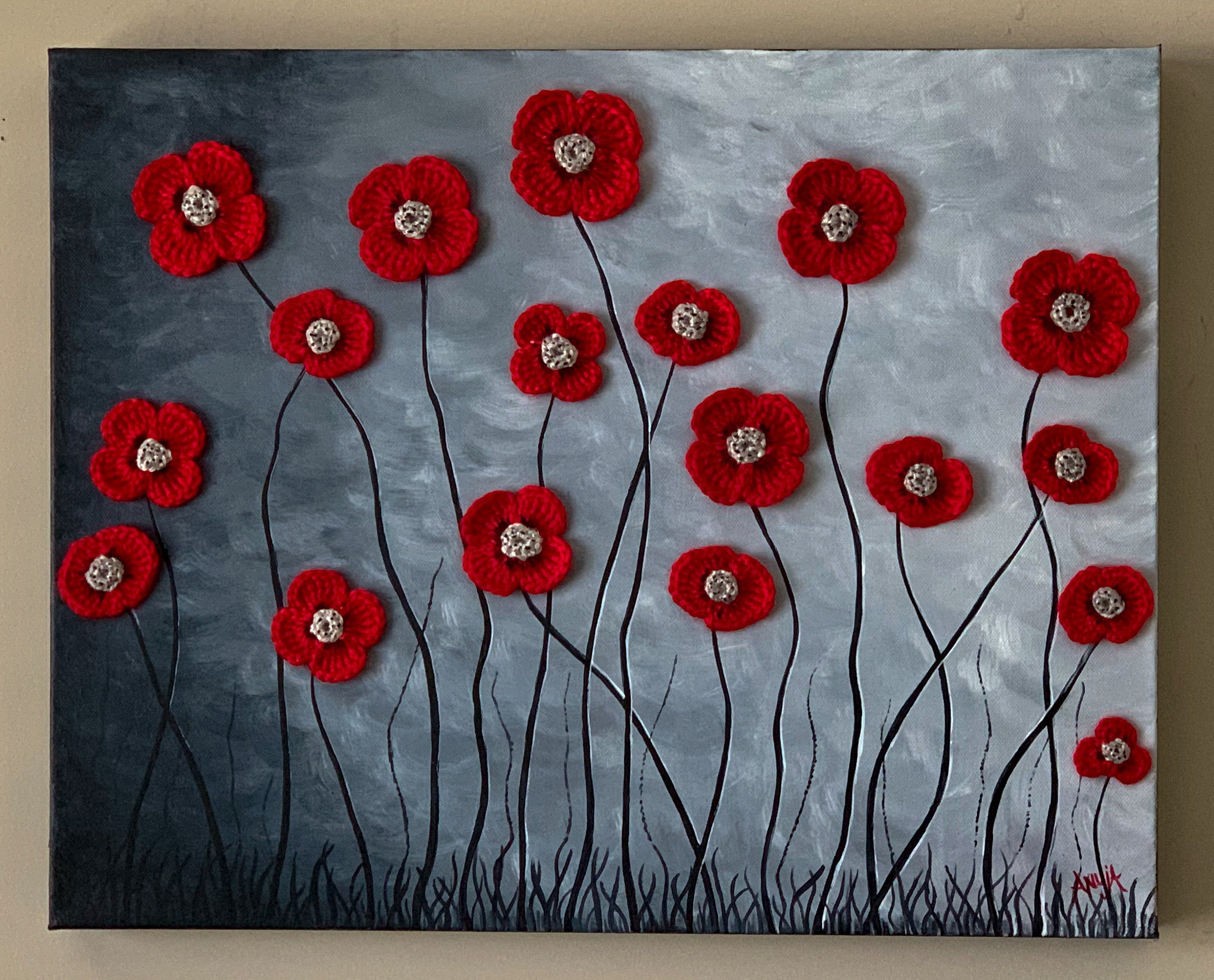 Painting Poppies In Acrylic Poppy Field Art Acrylic Poppy Painting Mixed Media Art - Etsy UK