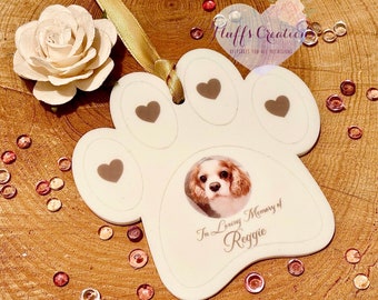 Personalized Pet Memorial Paw Print Ornament: Photo Keepsake
