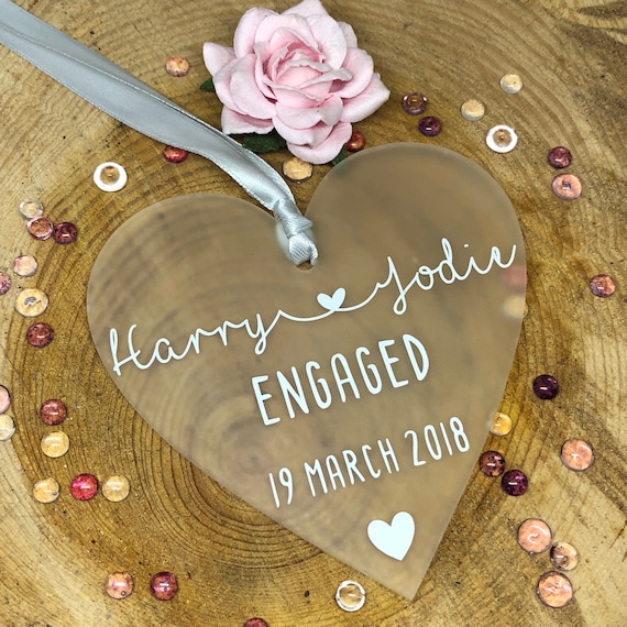 Personalised Engagement Keepsake: Acrylic Heart Gift