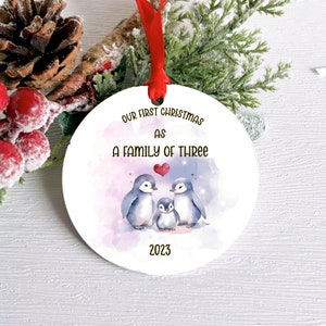 First Christmas as a Family of 3 Decoration, Keepsake Christmas Acrylic Ornament, Baby&#39;s 1st Christmas, Family Ornament