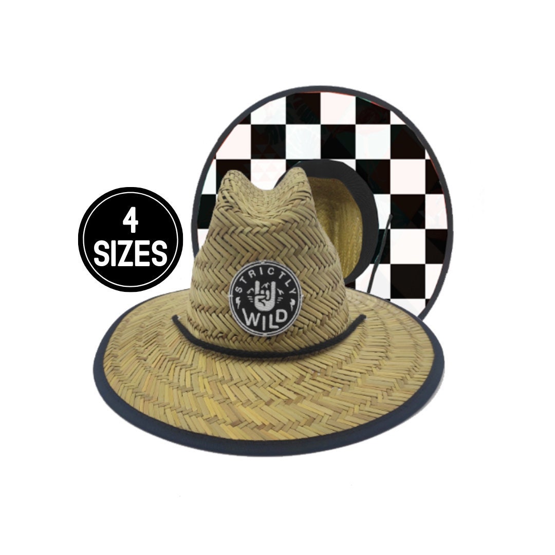 Checkered Straw Hat Baby Toddler Youth Adult Summer Straw Etsy