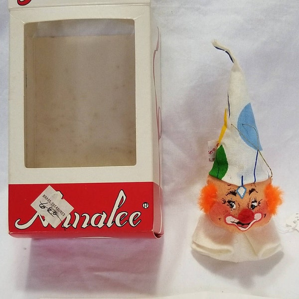 Vintage Annalee 5" Clown Head Ornament - Mint in Box - 786585 - 1985