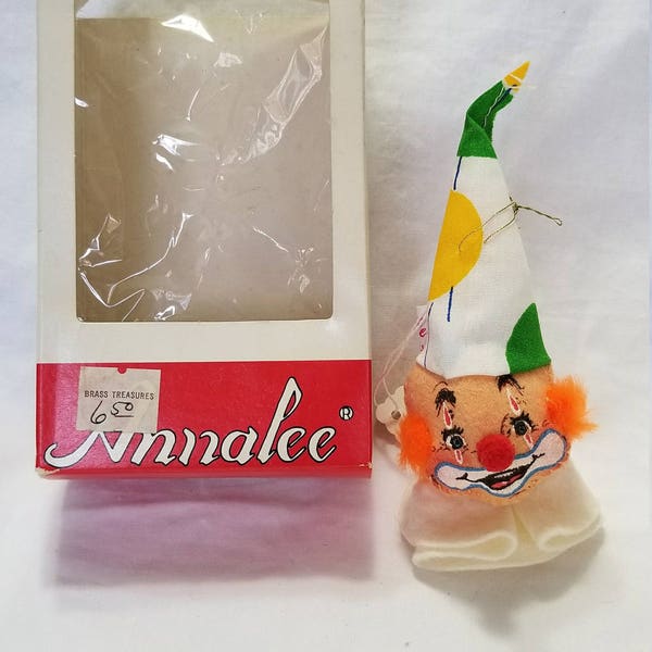 Vintage Annalee 5" Clown Head Ornament - Mint in Box - 786585 - 1985