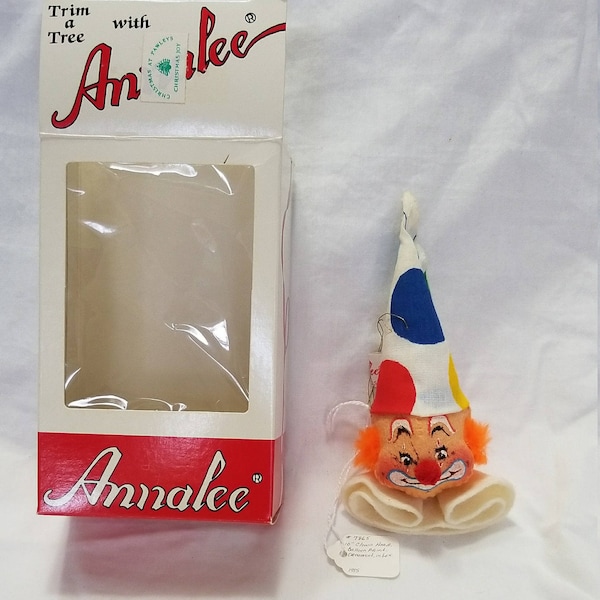 Vintage Annalee 5" Clown Head Ornament - Mint in Box - 786585 - 1985