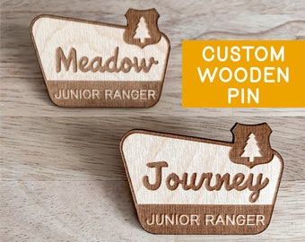 Junior Ranger National Park Pin: Wooden Gift Badge
