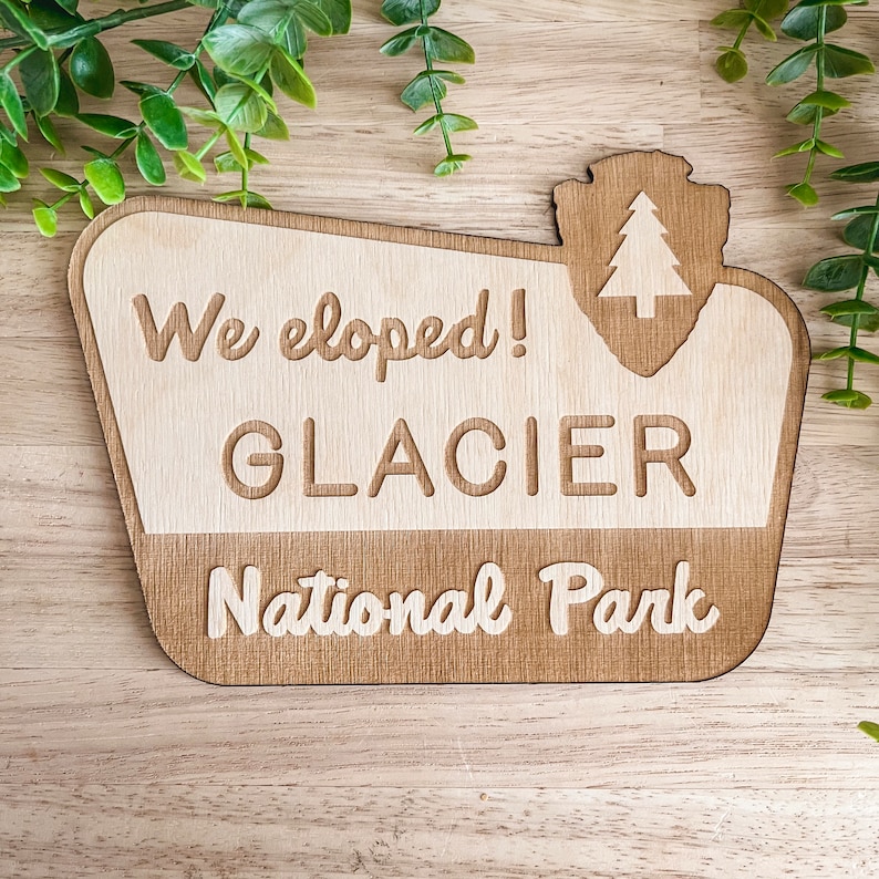 We Eloped Yosemite National Park Sign / Wooden Wedding Sign / Wedding Announcement Sign / Elopement Sign / Wedding Decor image 4