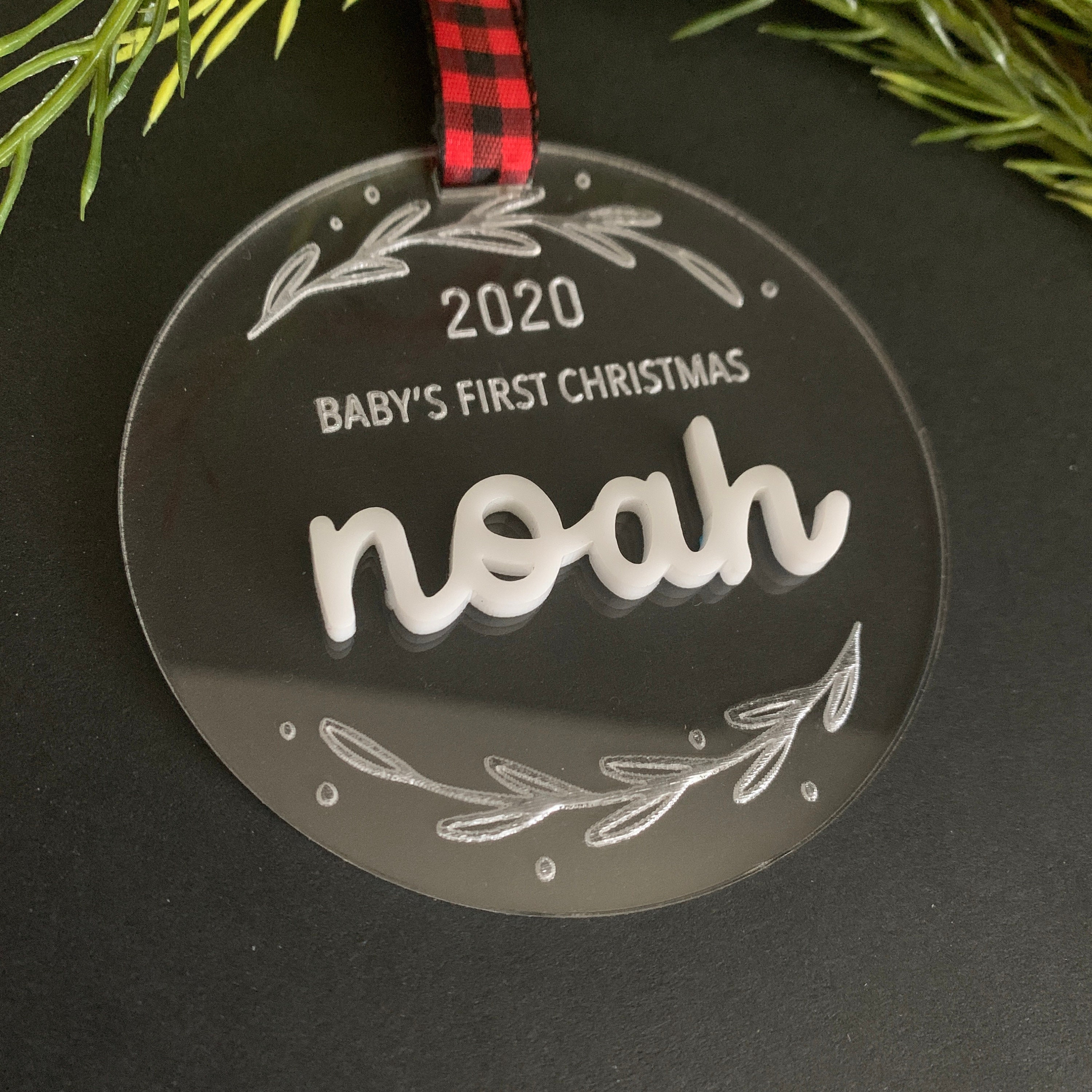 Baby's First Christmas Acrylic Ornament Personalized Etsy
