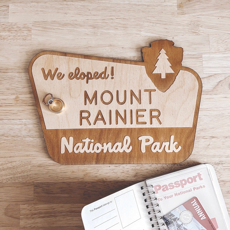 We Eloped Yosemite National Park Sign / Wooden Wedding Sign / Wedding Announcement Sign / Elopement Sign / Wedding Decor image 6