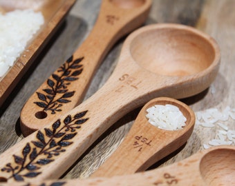 Measuring Spoons|Wooden Measuring spoons|Wood Measuring Spoons| Kitchenware|Kitchen Utensils|Measuring Spoon Set| Baking