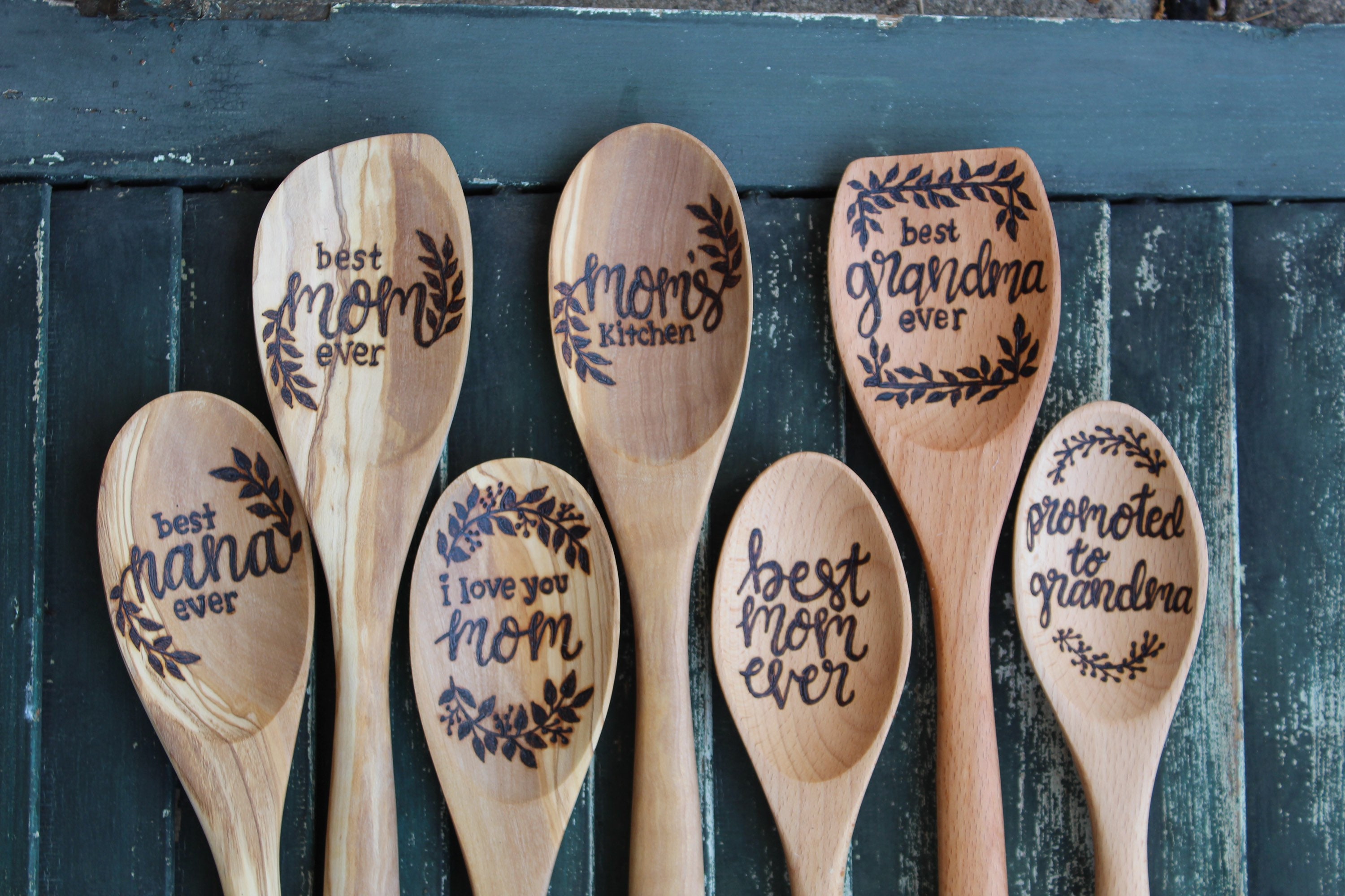 Personalized Wooden Spoon Mothers Day Gift Grandma recipe Etsy