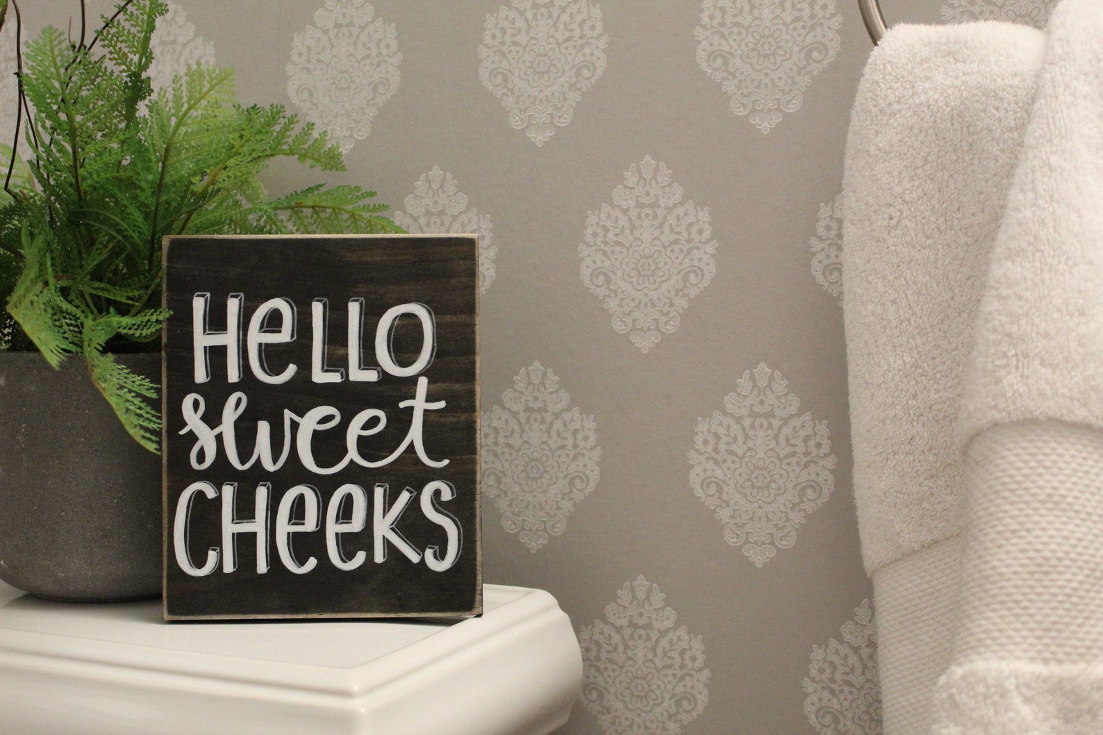 Hello Sweet Cheeks Funny Bathroom Signs Bathroom Decor Etsy