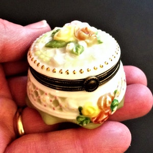 Floral Ring Holder, Porcelain Trinket Box, Jewelry Box