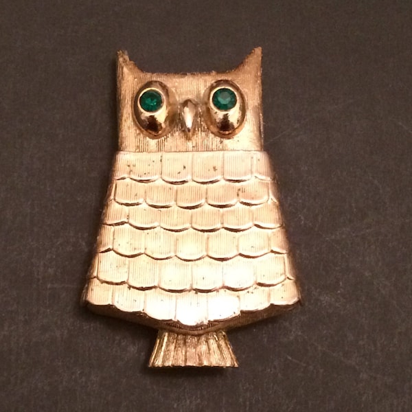 Vintage Avon Owl Perfume Brooch, Owl Jewelry, Solid Perfume Holder, Avon Collectible