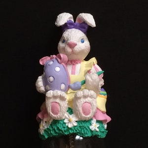 Easter Bunny Collectible Bell, Easter Decor, Bunny Painting Eggs image 1