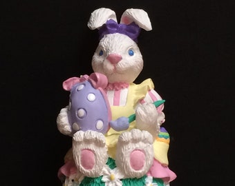 Easter Bunny Collectible Bell, Easter Decor, Bunny Painting Eggs