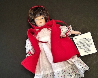 Vintage Little Red Riding Hood, Fairy Tale Doll, Porcelain Doll