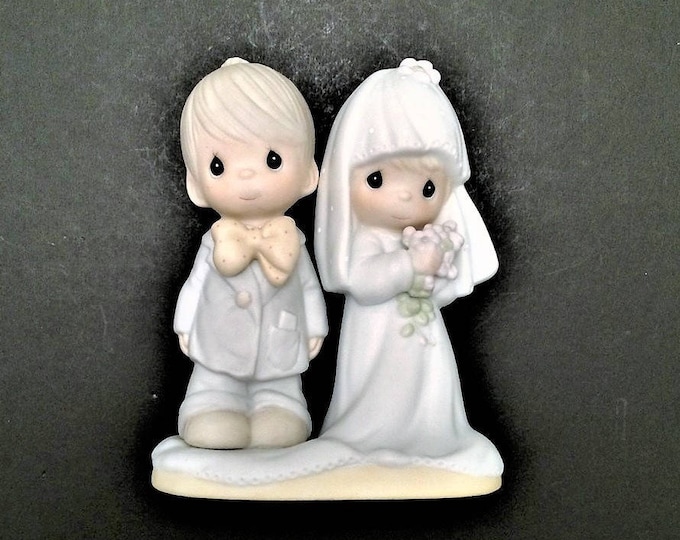 Precious Moments Wedding Cake Topper, Bride and Groom, Vintage Figurine