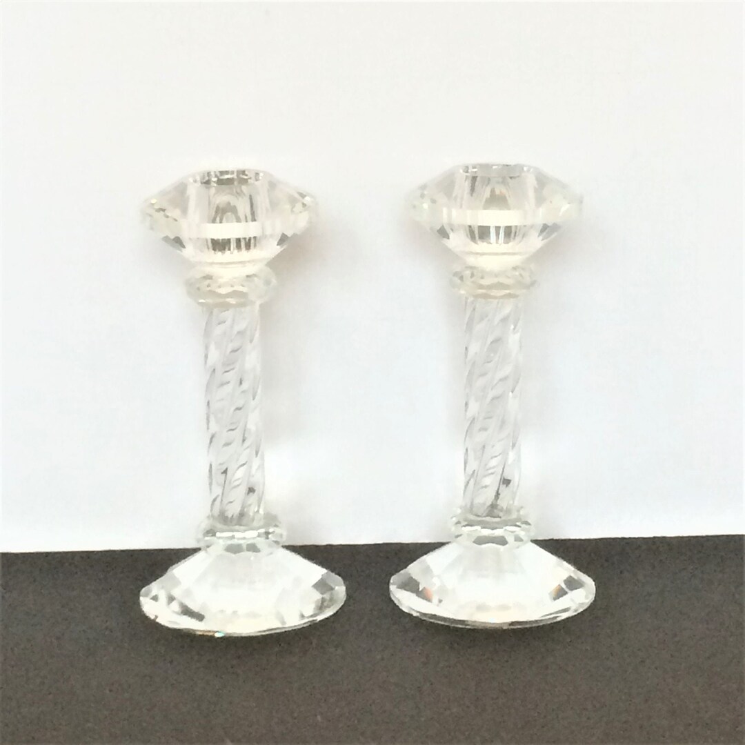 Vintage Crystal Candlesticks, 6 Inch, Twisted Glass, Candle Holders ...