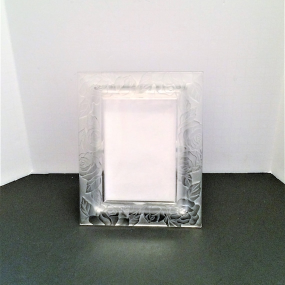 Mikasa Crystal Picture Frame 4 x 6 Frosted Glass Satin Etsy