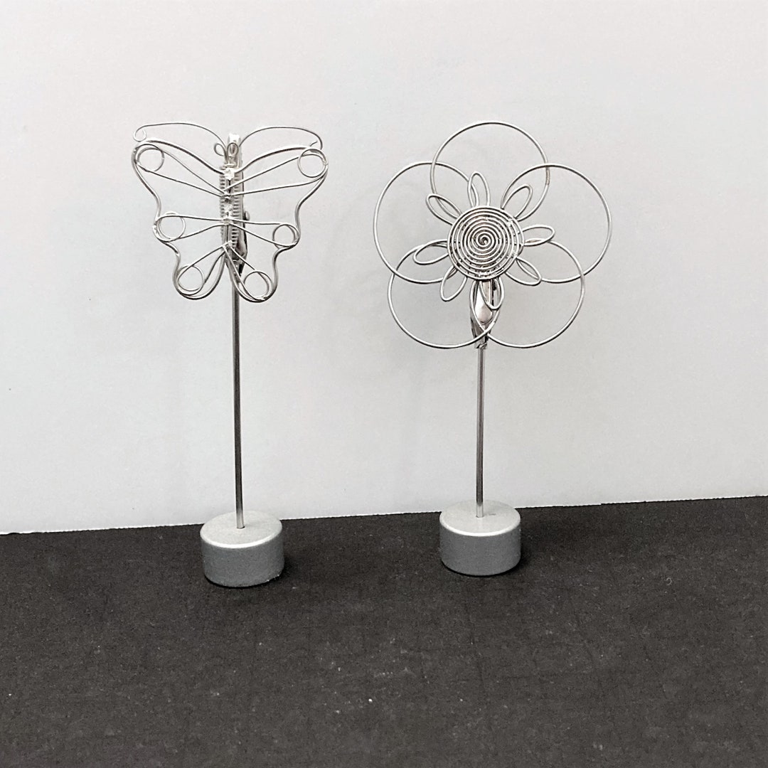Vintage Clip Photo Holders Set of Two Butterfly and Flower Etsy