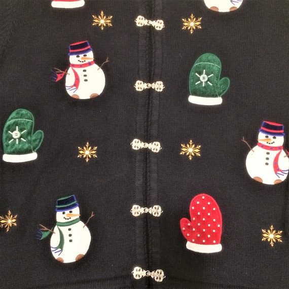 Vintage Snowman Sweater, Size Medium, Navy Blue, … - image 6