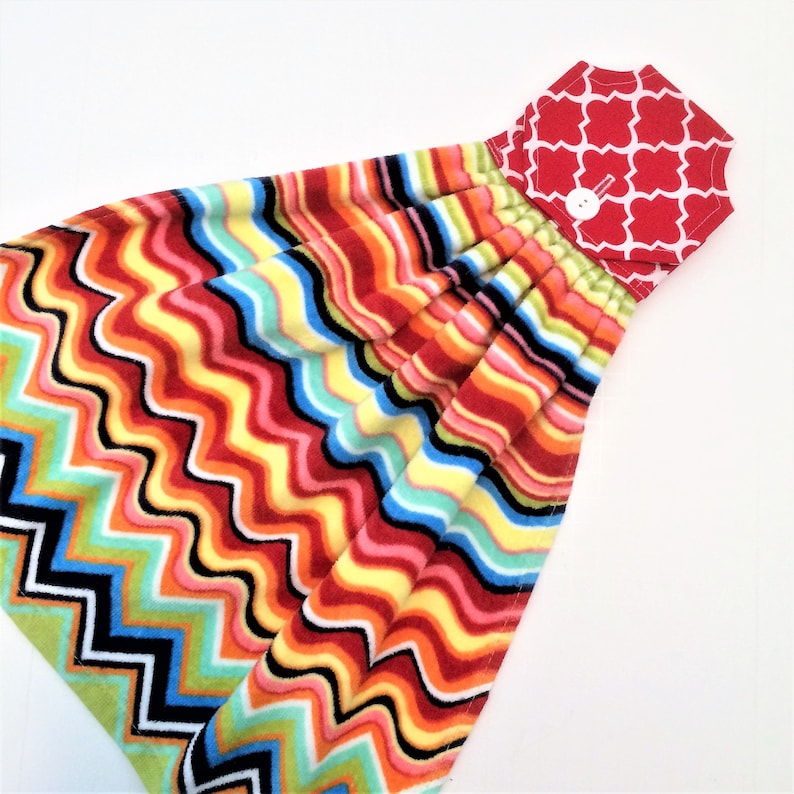Red Hanging Towel Fiesta Decor Bright Kitchen On Top Hand With Ties