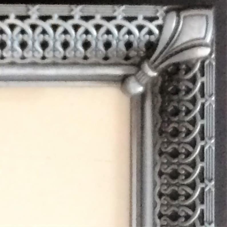Silver Tone Dresser Tray Metal Gray Frame Vintage 8 x 10 Picture Frame Pewter Look