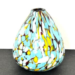 Vintage Blown Glass Pearlessence Blue Bud Vase, Reed Diffuser, 3 Inch