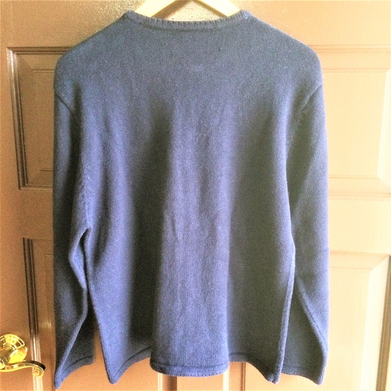 Vintage Snowman Sweater, Size Medium, Navy Blue, … - image 9