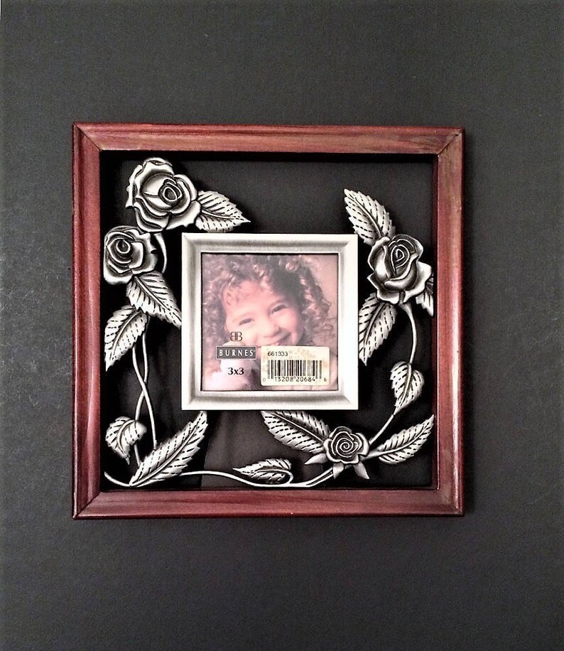 Vintage Frame 3 X Metal And Wood Picture Burnes Of Boston Wedding Fl Decor Anniversary Gift Embossed Roses