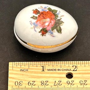 Vintage Porcelain Egg Shaped Trinket Box