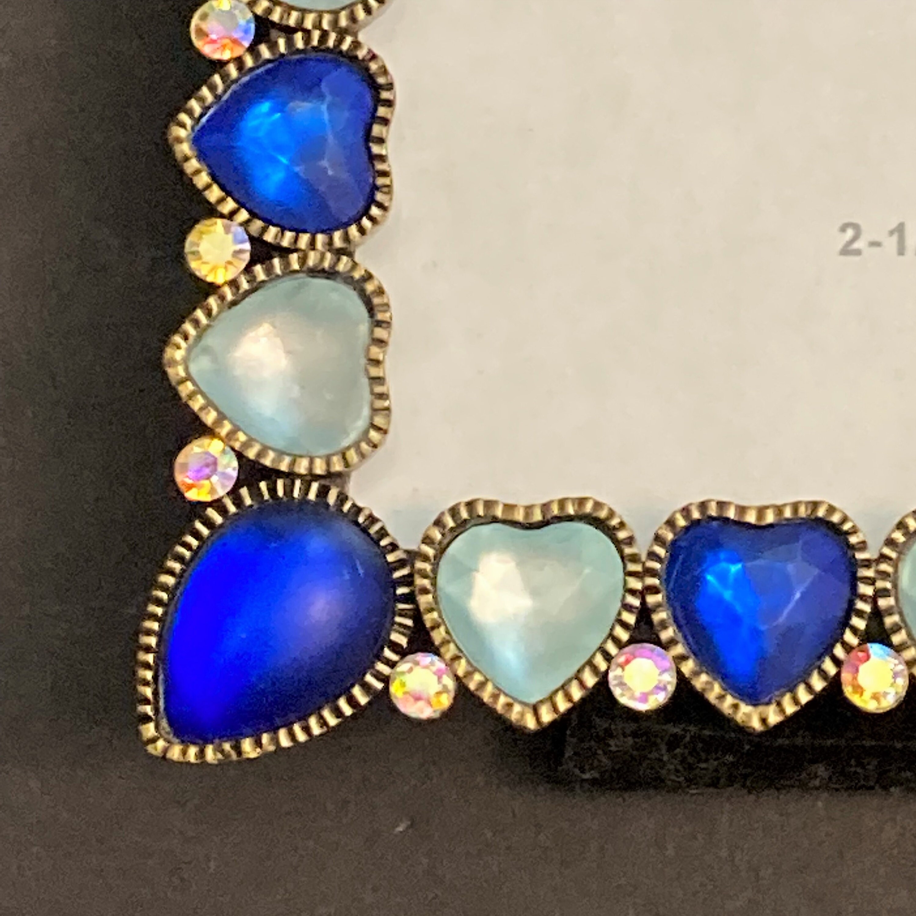 Blue Jeweled Antiqued Bronze Picture Frame 2 x 2 Heart Decor Etsy
