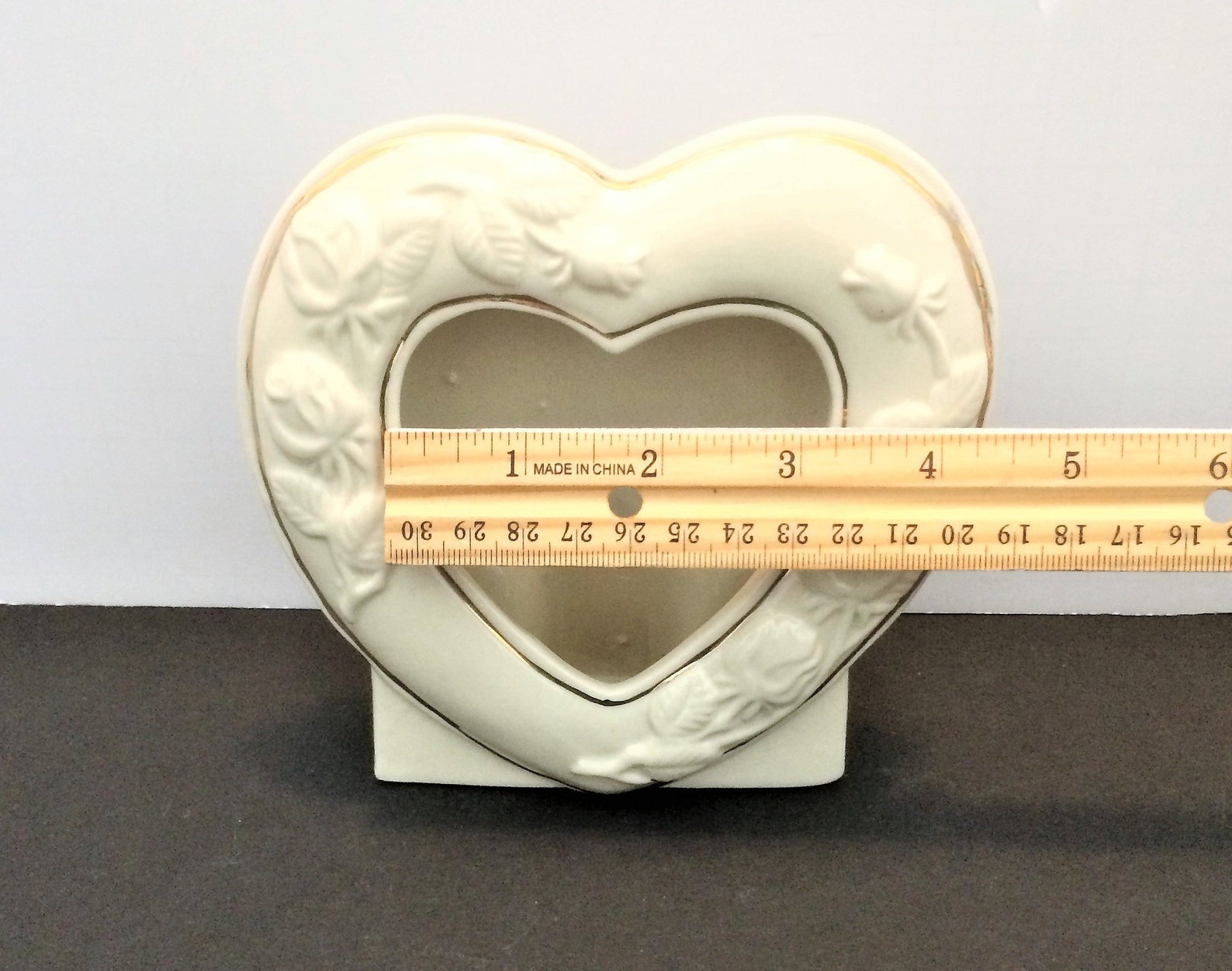 Heart Shaped Ceramic Picture Frame 3 X 3 Ivory Tone Fine Etsy
