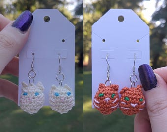 Brincos de gatinho de crochê feitos à mão