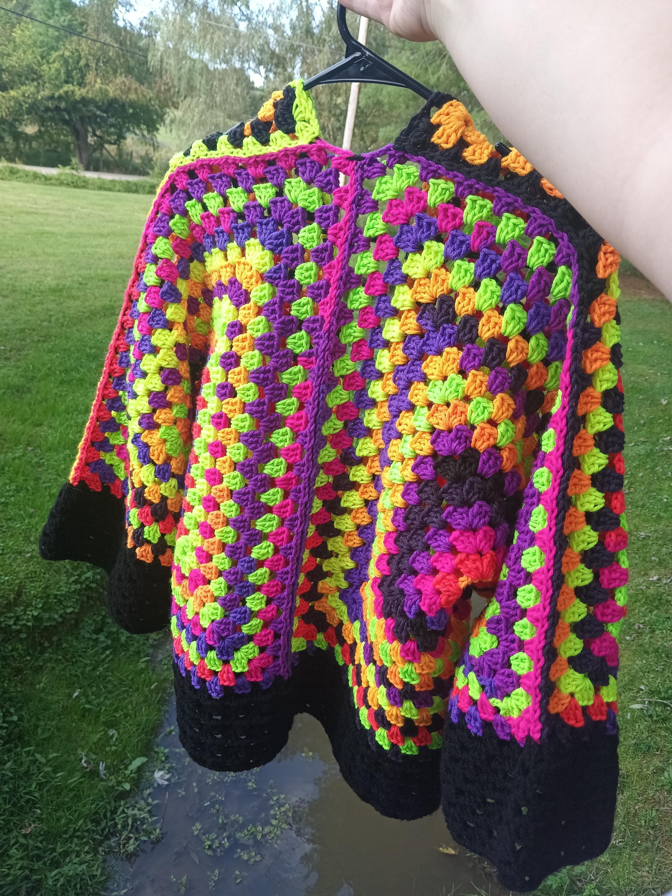 Crochet Neon Hexagon Handmade Cardigan Size M/L - Etsy