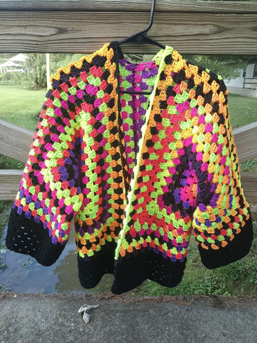Crochet Neon Hexagon Handmade Cardigan Size M/L - Etsy