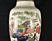 Vintage Japan Satsuma Peacock pattern Vase
