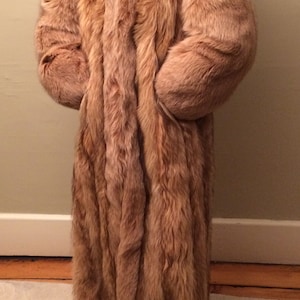 Vintage Ladies Golden Raccoon Fur Coat Full Length