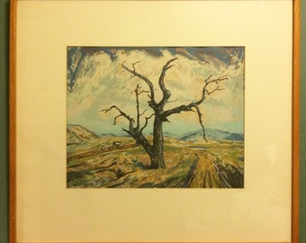 HARRY SHOKLER (America, 1897-1978), "Early Spring", Vermont, 1946, serigraph, signed, framed