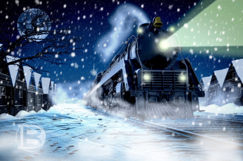 Polar Express Train Inspired Digital Background Photoshop image 0.