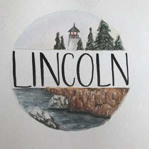 Boys name watercolor - lighthouse
