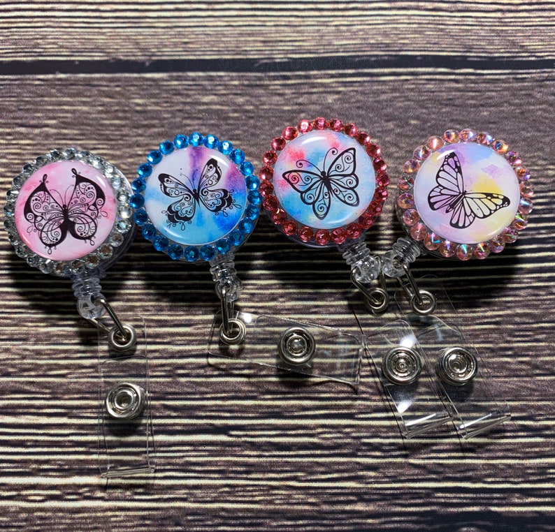 set of 4 Butterfly Badge reels