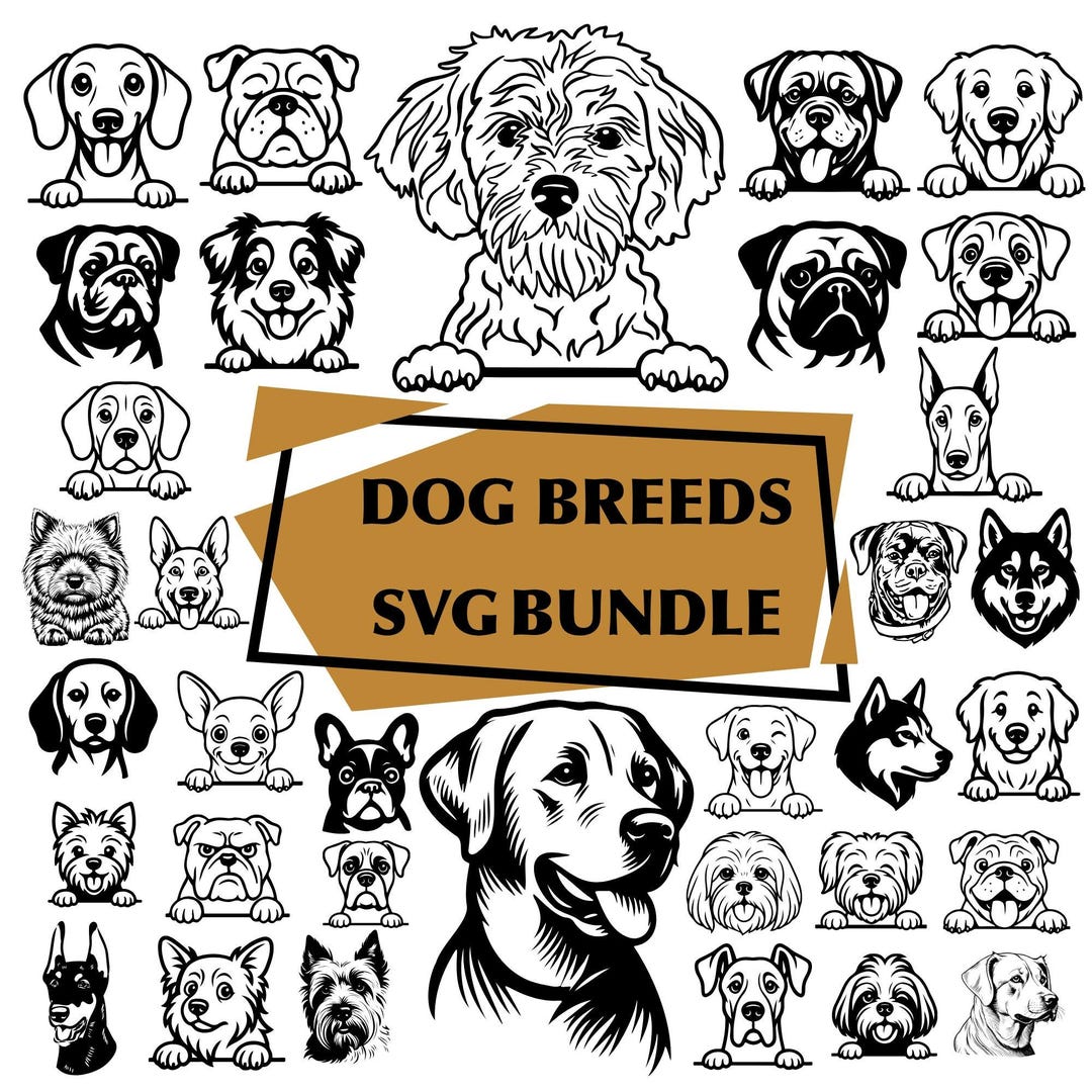 Dog Breeds SVG Bundle: Peeking Puppy,pet Vector,svg Files for Cricut ...